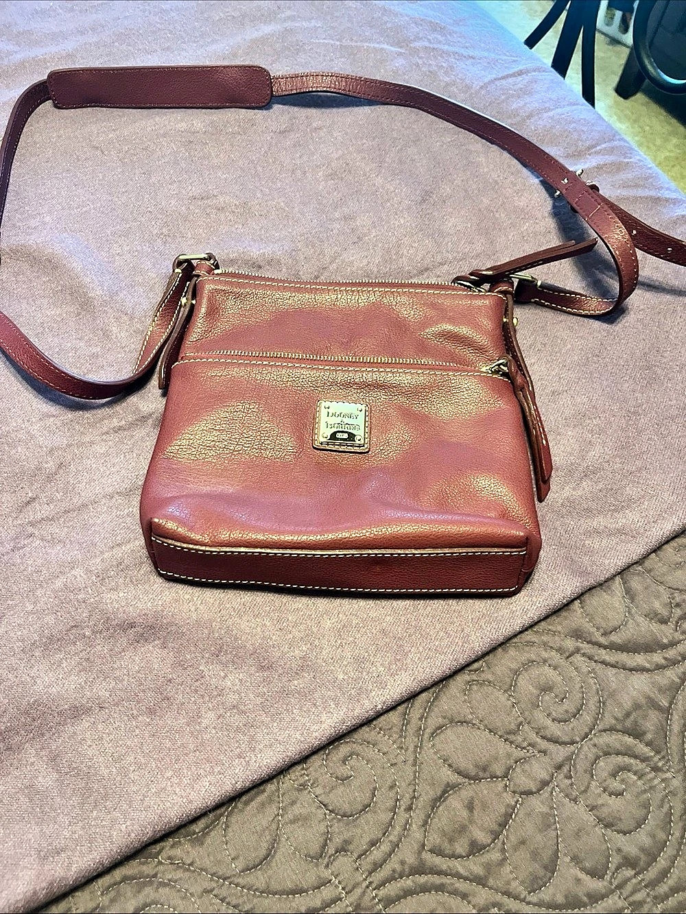 Dooney & Bourke Pebble Grain Zip Crossbody Brown Bag